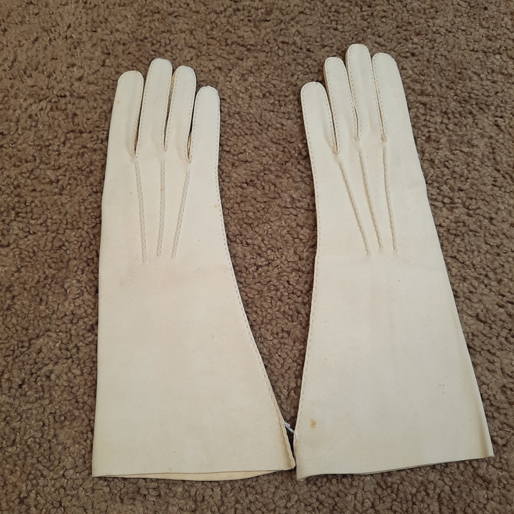 Kislay french vintage glove 6.5 size soft suede washable